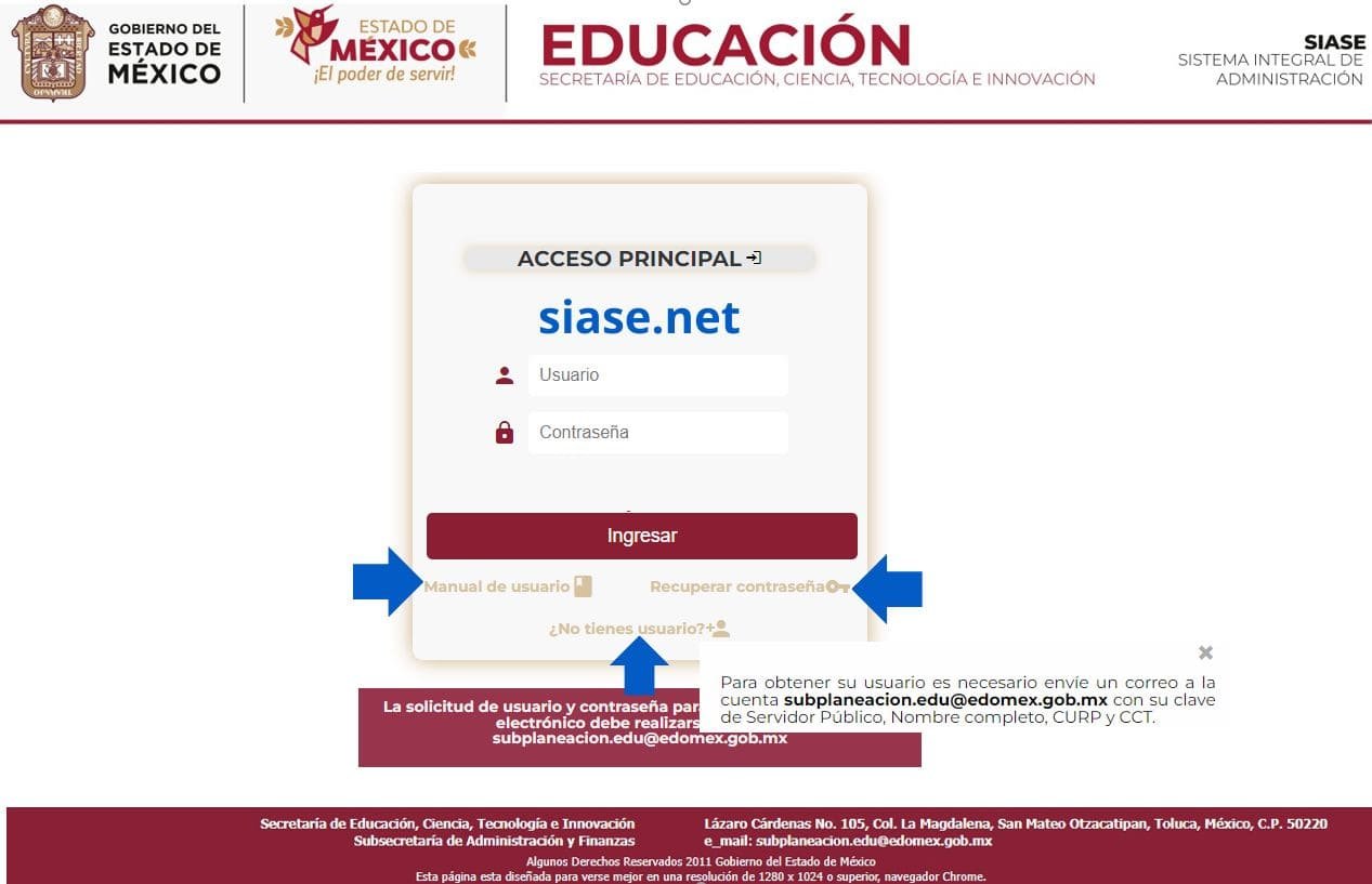 manual de usuario y recuperación de contraseña siase