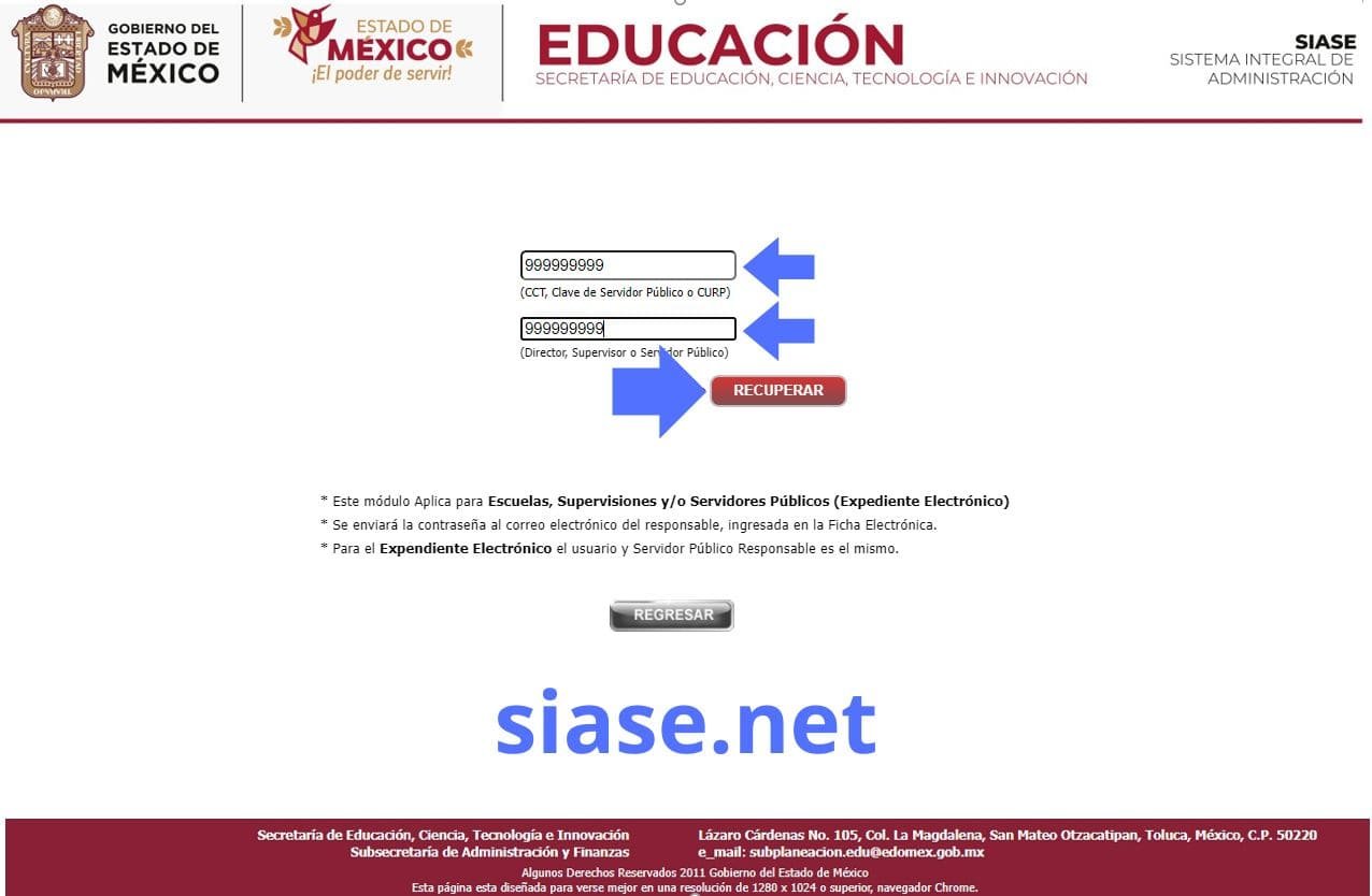 recuperar contraseña siase en línea